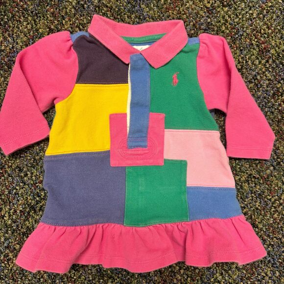 Vintage 90s Patchwork Ralph Lauren Top Kidcore 6 Months - Picture 2 of 4